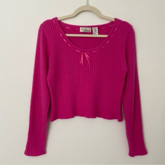 Vintage Sweaters - Vintage Holt Renfrew Pink Angora Sweater Bow Detail size Medium Hot